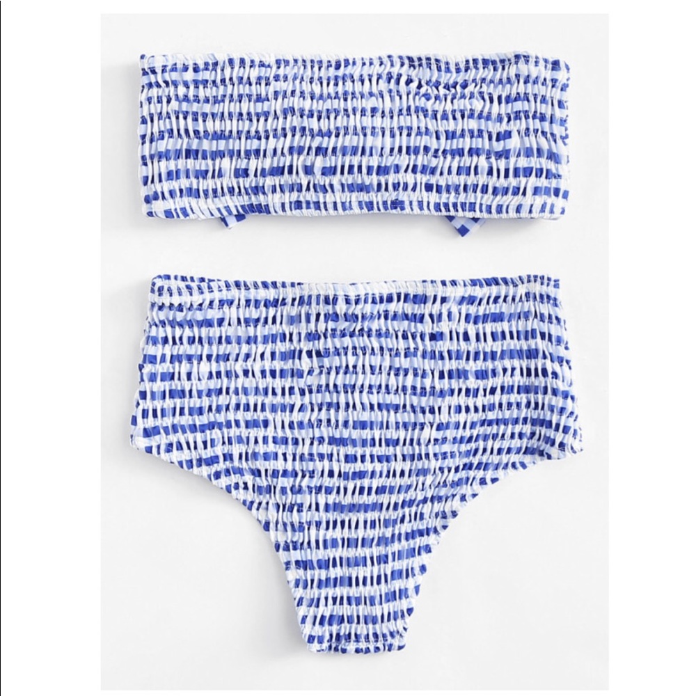 Shein Striped Shirred Knot Bikini Set